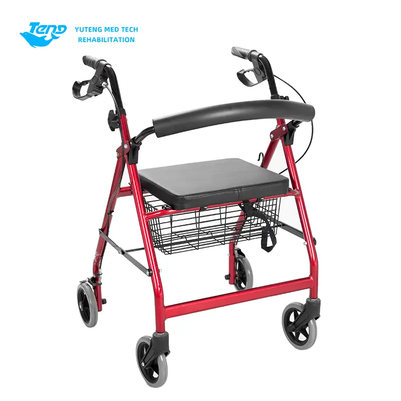 Walker rollator lipat dengan tempat duduk